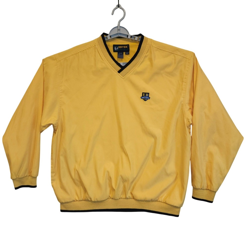 EBTEK Eddie Bauer Golf Mens Yellow V-Neck Windshirt Pullover Jacket Size M 3280